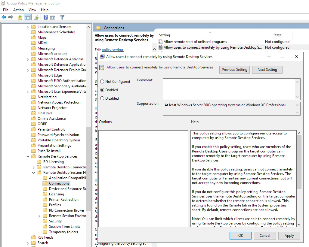 gpo enable rdp